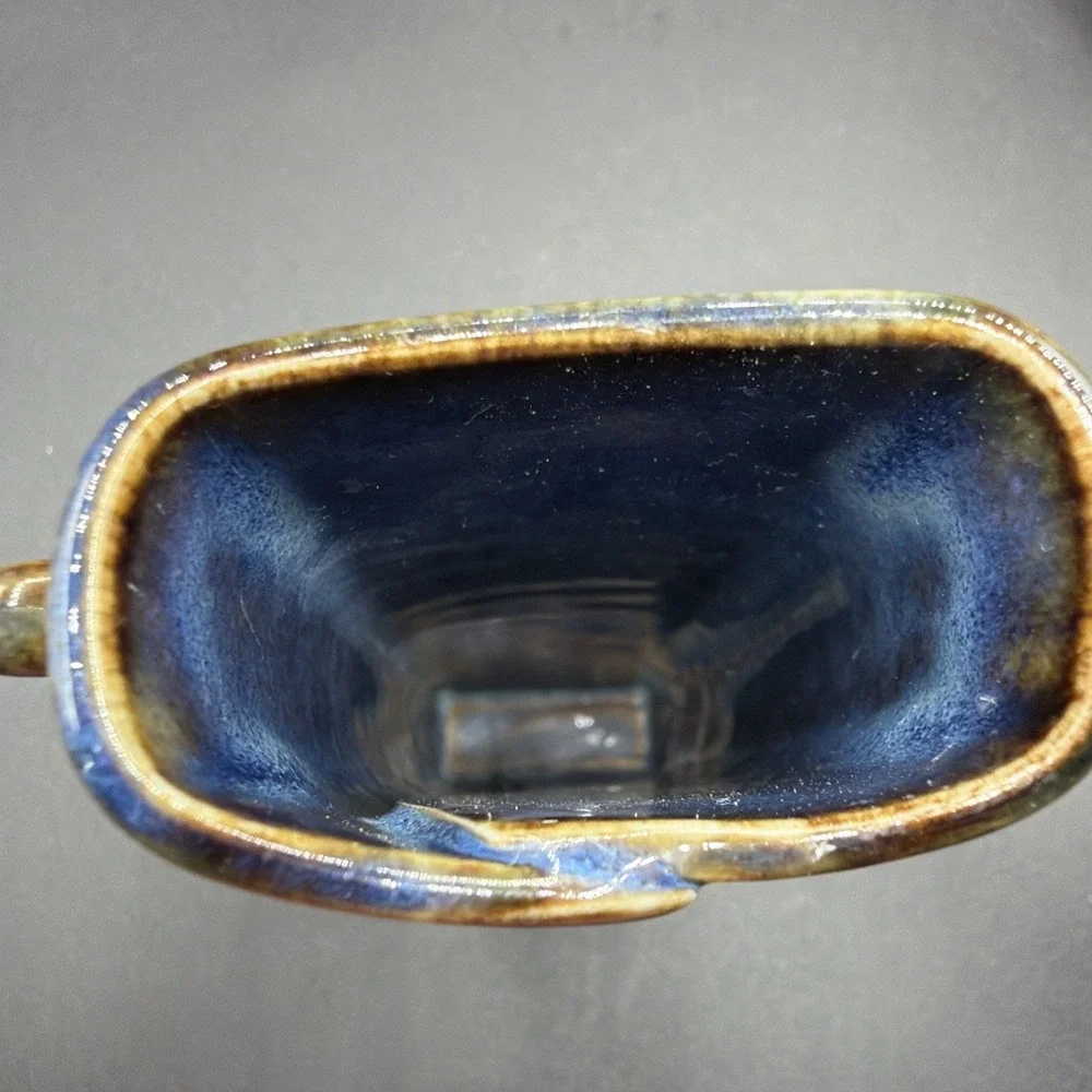 VTG Studio Art Pottery Handmade Blue Ceramic Bud Weed Vase Delicate Signed